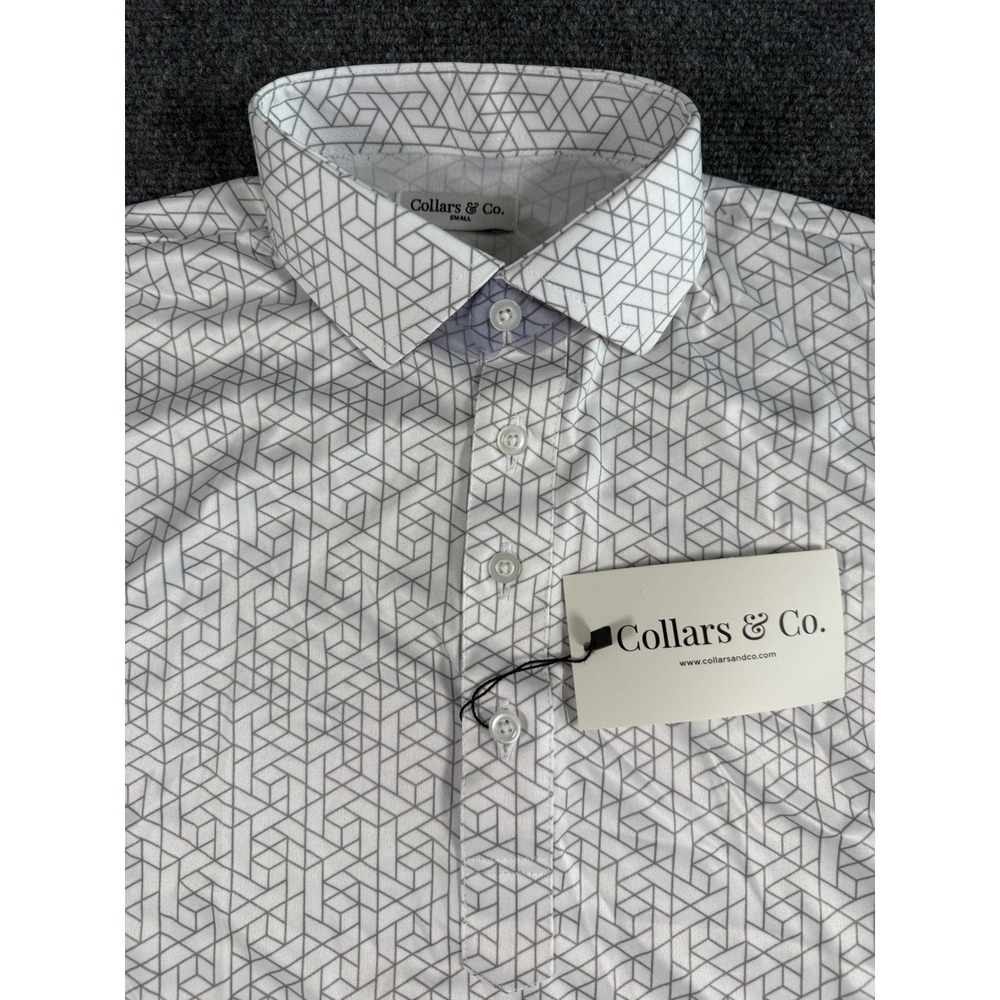 Collars & Co. Polo Mens Small Geometric Print Performance Shirt Short Sleeve NWT